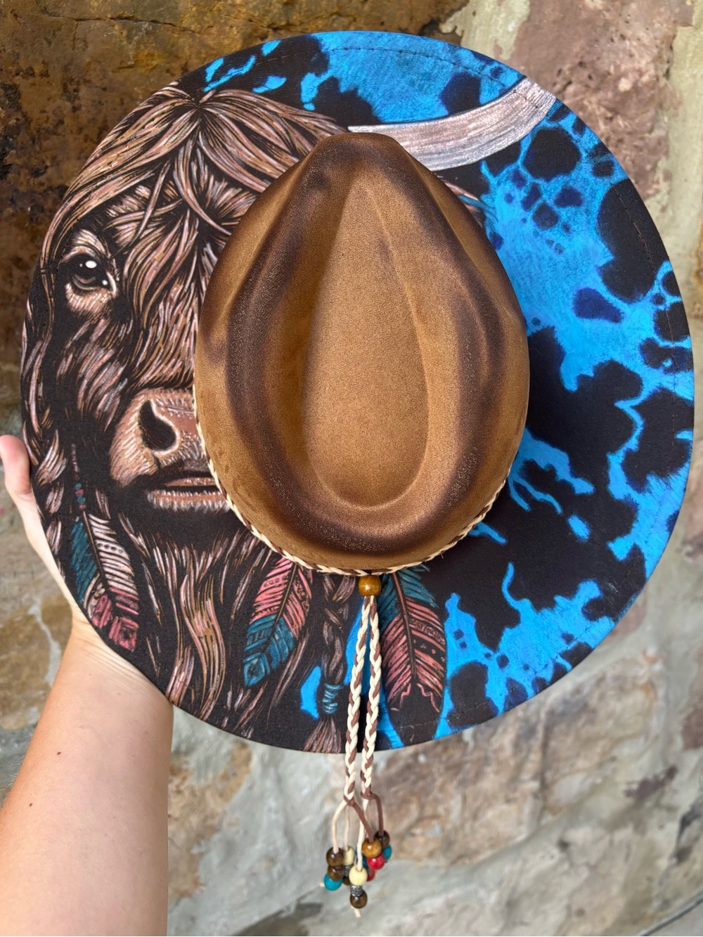 New OS Highland Cow Wide Brim Fedora Hat